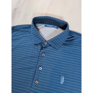 Devereux Polo Shirt Mens Large Blue Floral Print Performance Golf Ponte Vedra